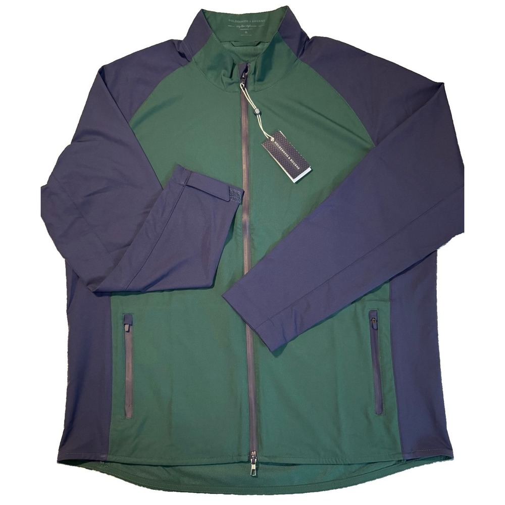 NWT Holderness & Bourne Men's XL Hyde Green Blue Full Zip Performance Jacket